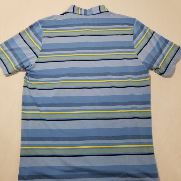 Bobby Jones Performance Polo Shirt Mens Large Blue Striped Golf Short Sleeve - Picture 4 of 9